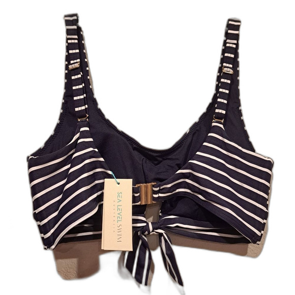Sea Level Swim Charmarel Tie Front Moulded Underwire Bra Bikini Top size 10 NWT - Picture 3 of 7